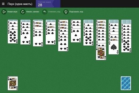 Пасьянс Паук 1 масть